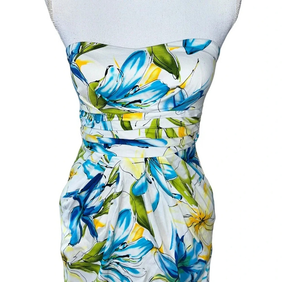 Floral Strapless Mini Dress Juniors Sundress - Picture 2 of 7
